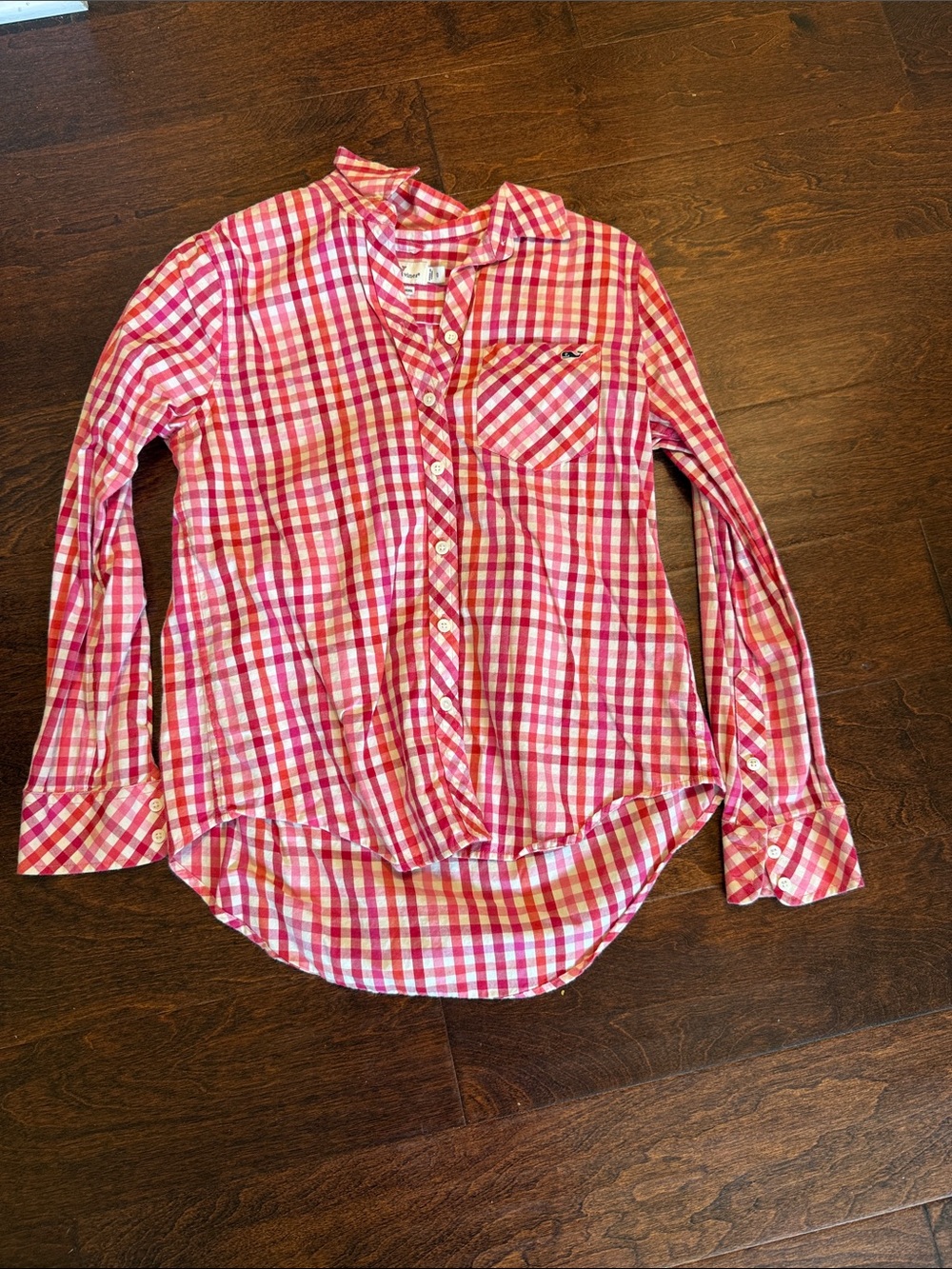 Vineyard Vines Pink and White Gingham Button-Down Shirt